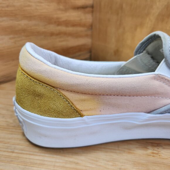 Womens Vans Classic Slip On Colorblock Suede Canvas Platform Sneakers - Picture 9 of 11